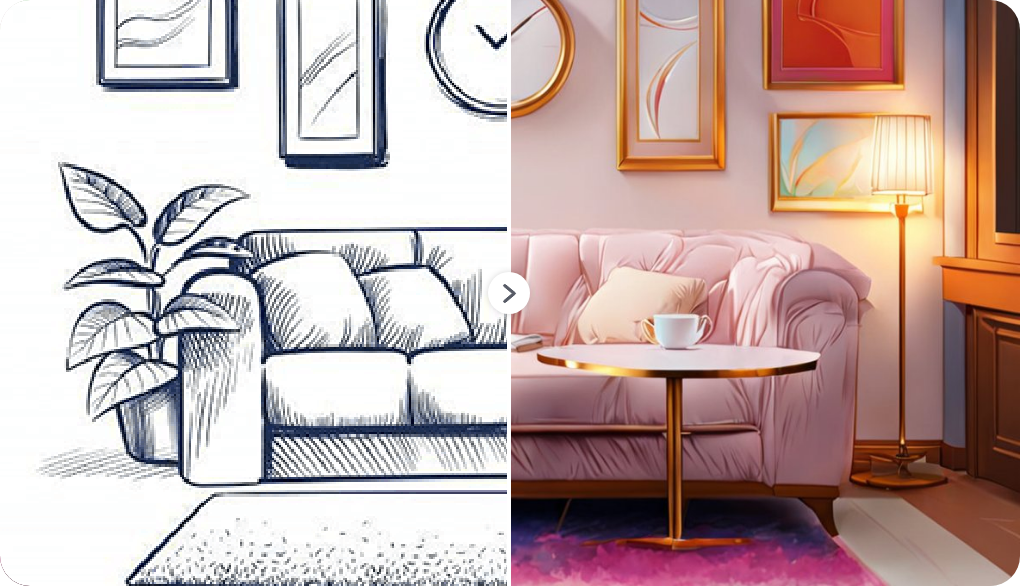 Interior Design Sketch - AI generated creative by Picture to Drawing